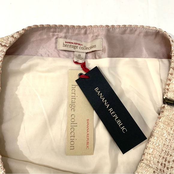 NWT Banana Republic Heritage Collection rose gold/cream tweed textured skirt- 8 - Picture 3 of 12